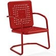 Pemberly Row Industrial Metal Patio Chair in Bright Red Gloss (Set of 2)