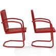 Pemberly Row Industrial Metal Patio Chair in Bright Red Gloss (Set of 2)