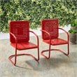 Pemberly Row Industrial Metal Patio Chair in Bright Red Gloss (Set of 2)