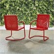 Pemberly Row Industrial Metal Patio Chair in Bright Red Gloss (Set of 2)