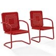 Pemberly Row Industrial Metal Patio Chair in Bright Red Gloss (Set of 2)