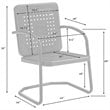 Pemberly Row Industrial Metal Patio Chair in White (Set of 2)