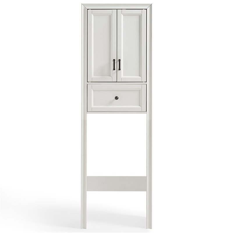 Pemberly Row Modern Wood Spacesaver Cabinet in Vintage White/Black