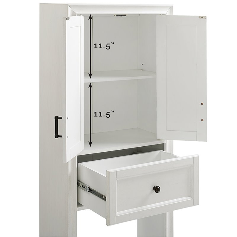 Pemberly Row Modern Wood Spacesaver Cabinet in Vintage White/Black