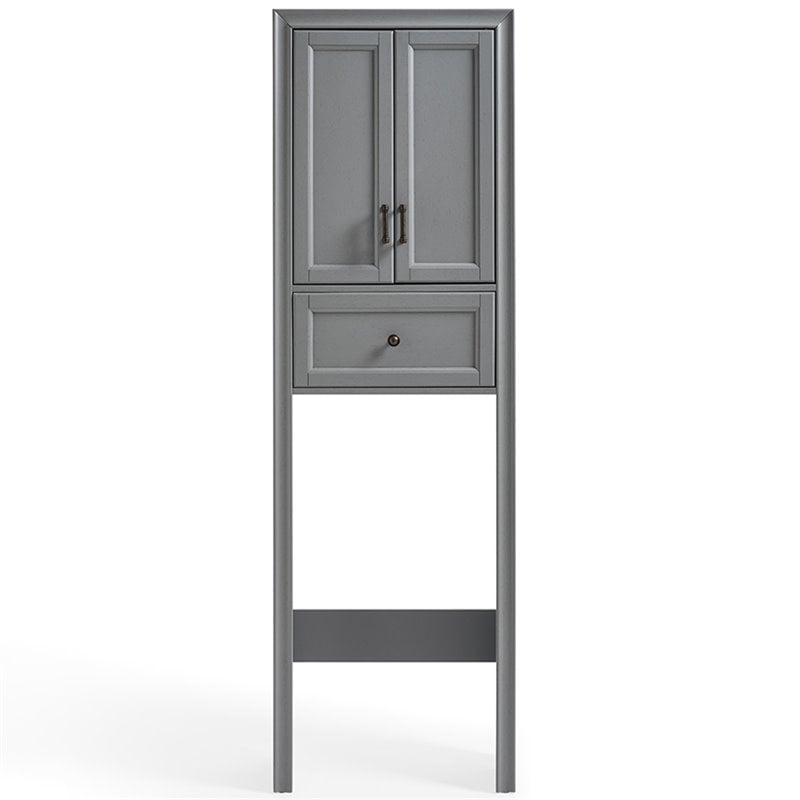Pemberly Row Modern Wood Spacesaver Cabinet in Vintage Gray/Black