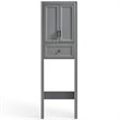 Pemberly Row Modern Wood Spacesaver Cabinet in Vintage Gray/Black