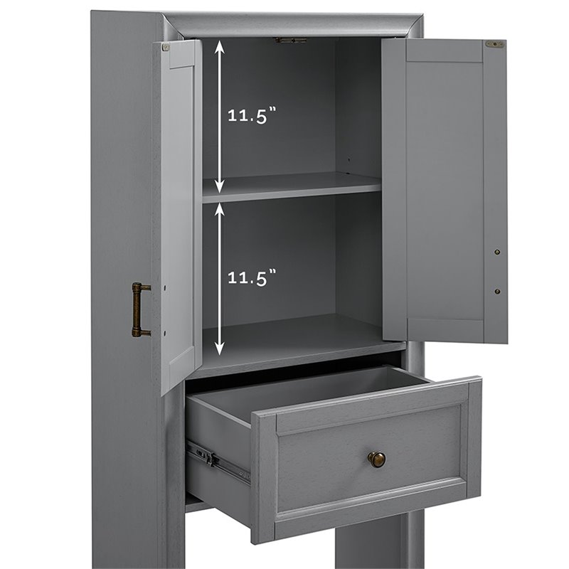 Pemberly Row Modern Wood Spacesaver Cabinet in Vintage Gray/Black