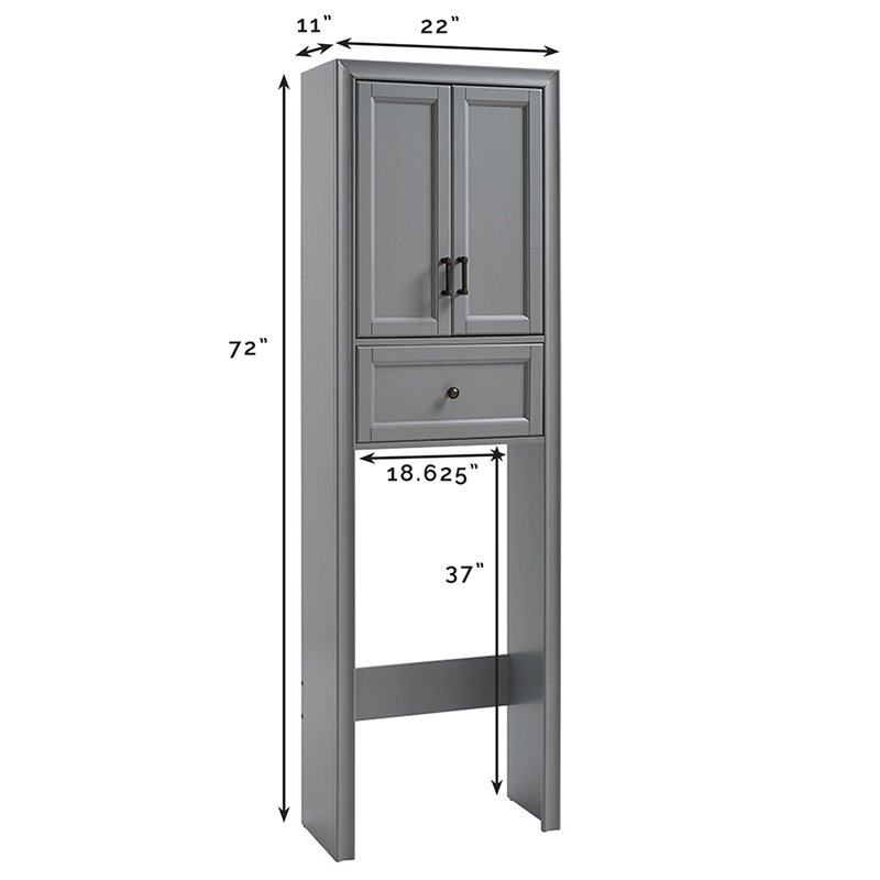 Pemberly Row Modern Wood Spacesaver Cabinet in Vintage Gray/Black