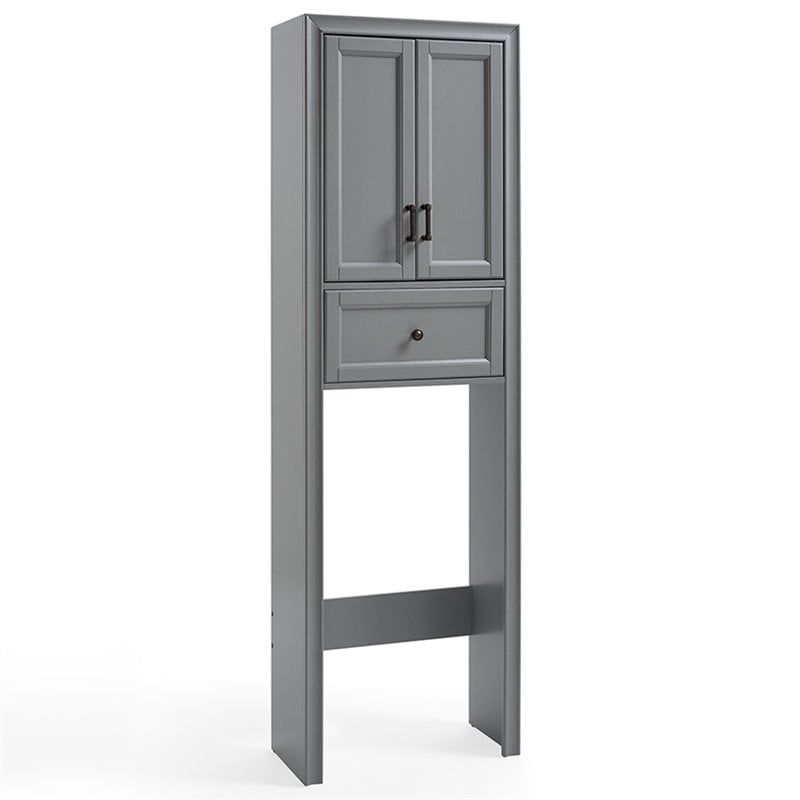 Pemberly Row Modern Wood Spacesaver Cabinet in Vintage Gray/Black