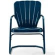 Pemberly Row Steel Metal Outdoor Chair in Navy Gloss (Set of 2)