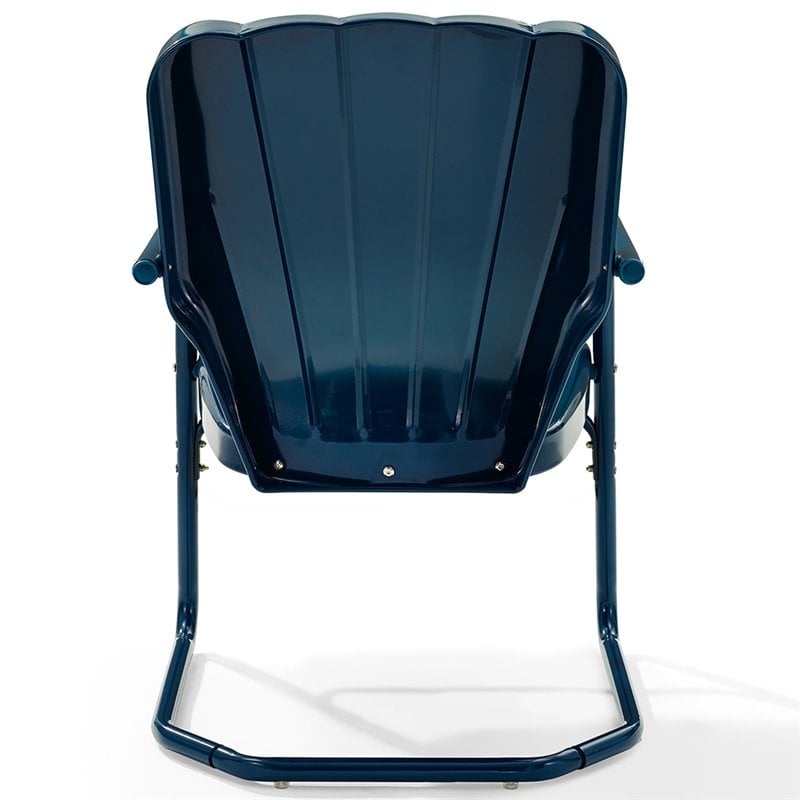 Pemberly Row Steel Metal Outdoor Chair in Navy Gloss (Set of 2)