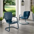 Pemberly Row Steel Metal Outdoor Chair in Navy Gloss (Set of 2)