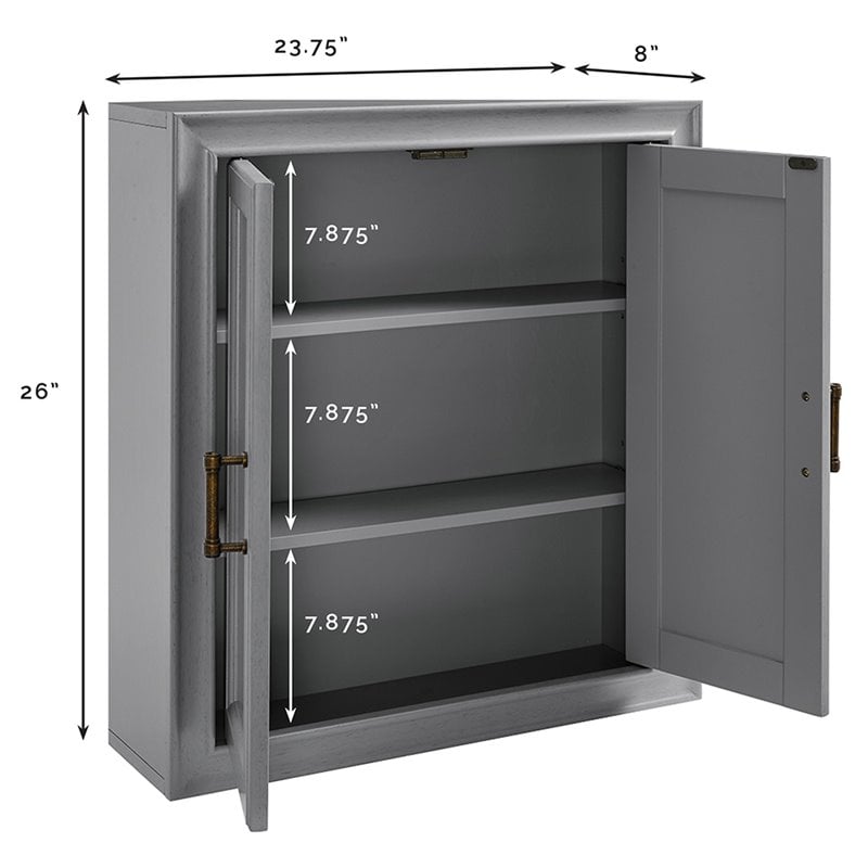 Pemberly Row Transitional Wood Medicine Cabinet in Vintage Gray