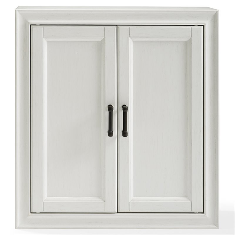 Pemberly Row Modern Wood Medicine Cabinet with Shelves in Vintage White