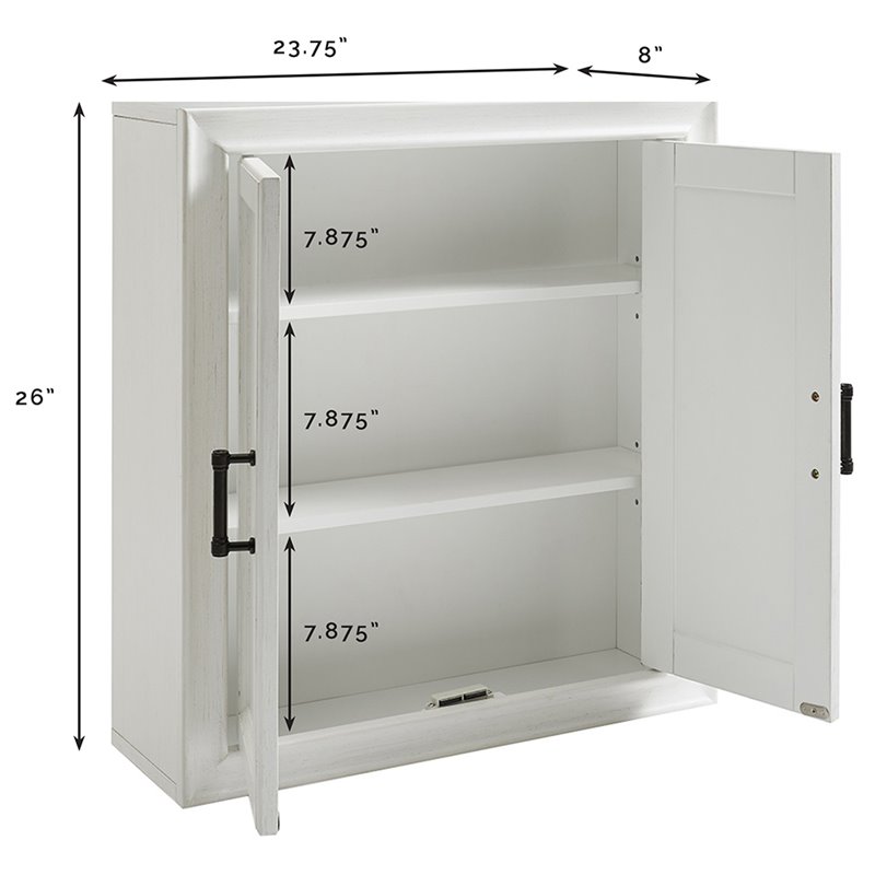Pemberly Row Modern Wood Medicine Cabinet with Shelves in Vintage White