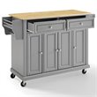 Pemberly Row Traditional Wood Kitchen Cart with 2-Drawer in Gray/Natural