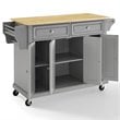 Pemberly Row Traditional Wood Kitchen Cart with 2-Drawer in Gray/Natural