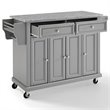Pemberly Row Traditional Wood/Granite Kitchen Cart in Gray/Chrome