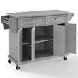 Pemberly Row Traditional Wood/Granite Kitchen Cart in Gray/Chrome