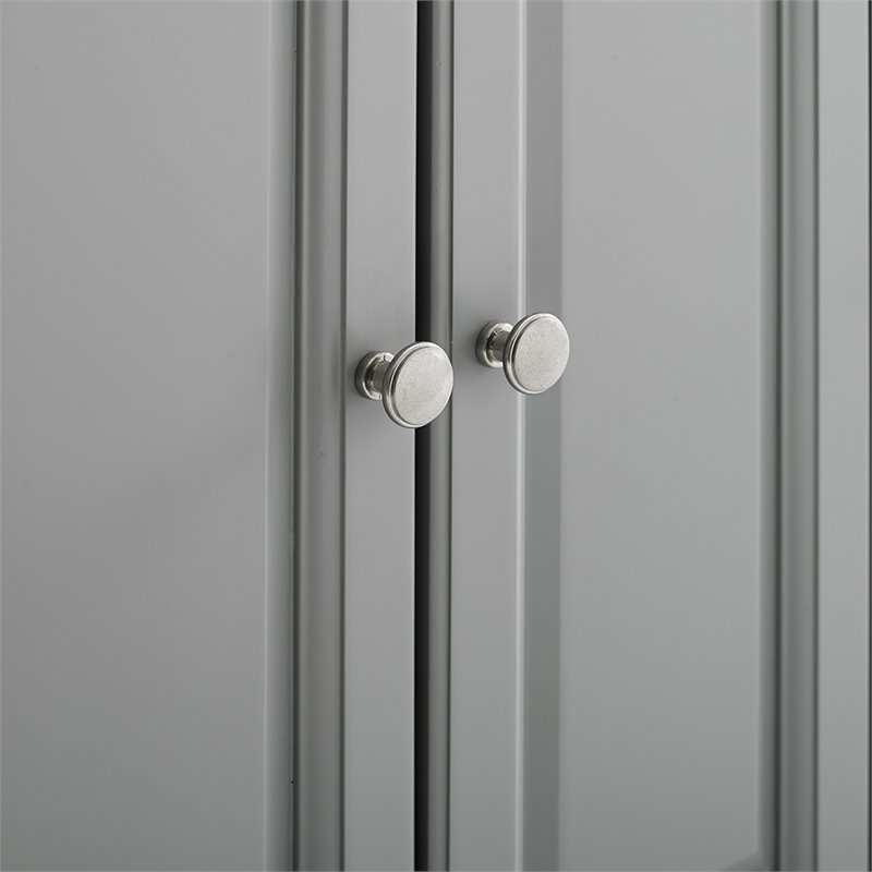 Pemberly Row Traditional Wood/Granite Kitchen Cart in Gray/Chrome