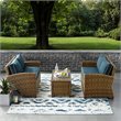 Pemberly Row 3-Piece Wicker / Rattan Patio Sofa Set in Navy/Weathered Brown