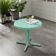 Pemberly Row Modern Steel Metal Patio End Table in Aqua Gloss