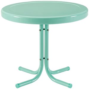 Pemberly Row Modern Steel Metal Patio End Table in Aqua Gloss
