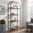 Pemberly Row Modern Metal/Glass Etagere Bookcase in Oil Rubbed Bronze/Clear