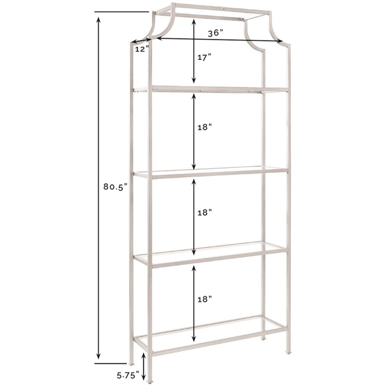 Pemberly Row Modern Metal/Glass Etagere Bookcase in Oil Rubbed Bronze/Clear