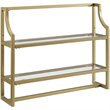 Pemberly Row 2-Shelf Modern Metal/Glass Wall Shelf in Gold/Clear