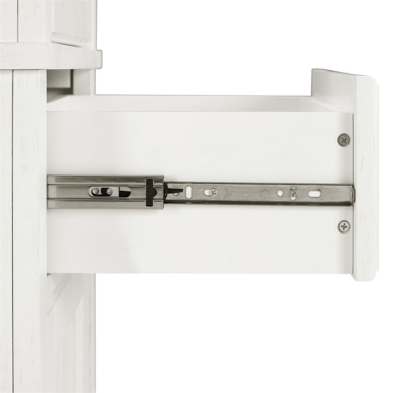 Pemberly Row 2-Drawer Coastal Wood Linen Cabinet in Distressed White