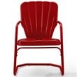 Pemberly Row Steel Metal Outdoor Chair in Bright Red Gloss (Set of 2)