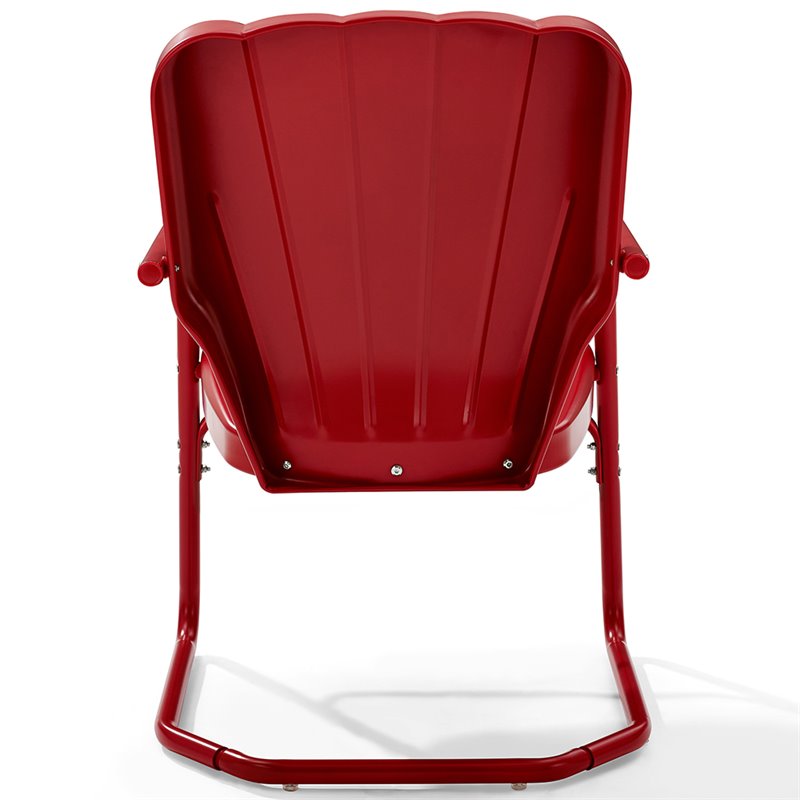 Pemberly Row Steel Metal Outdoor Chair in Bright Red Gloss (Set of 2)