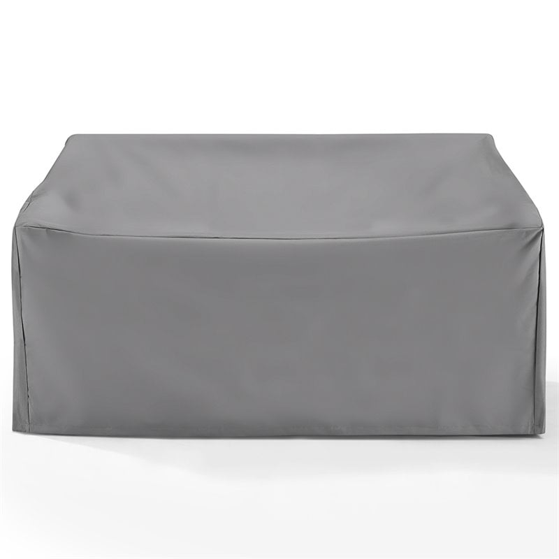 Pemberly Row Vinyl Polyester Fabric Patio Loveseat Cover in Gray