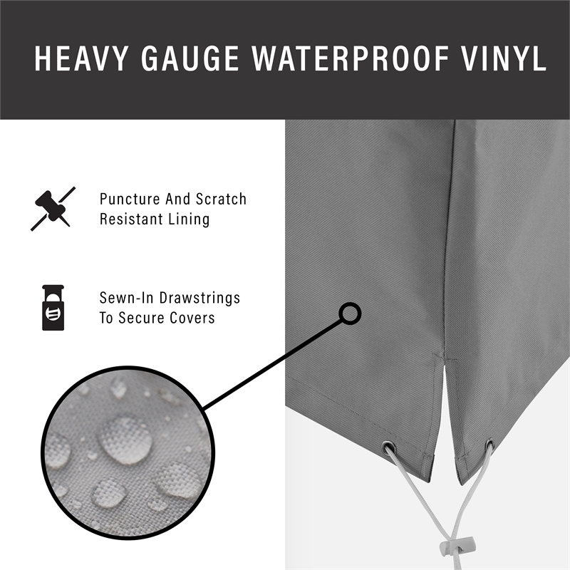 Pemberly Row Vinyl Polyester Fabric Patio Loveseat Cover in Gray