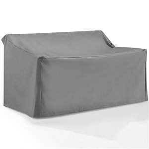 Pemberly Row Vinyl Polyester Fabric Patio Loveseat Cover in Gray