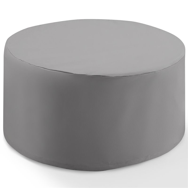 Pemberly Row Round Vinyl Polyester Fabric Patio Coffee Table Cover in Gray