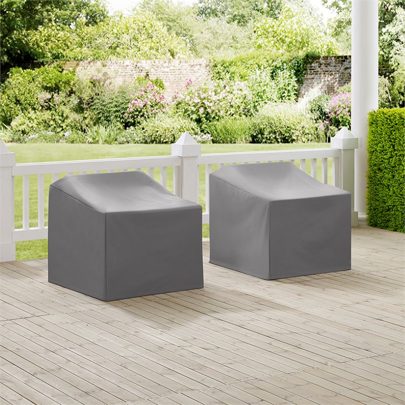 Pemberly Row Vinyl/Heavy Gauge Patio Chair Cover in Gray (Set of 2)