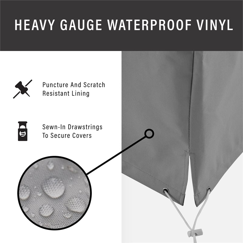 Pemberly Row Vinyl/Heavy Gauge Patio Chair Cover in Gray (Set of 2)