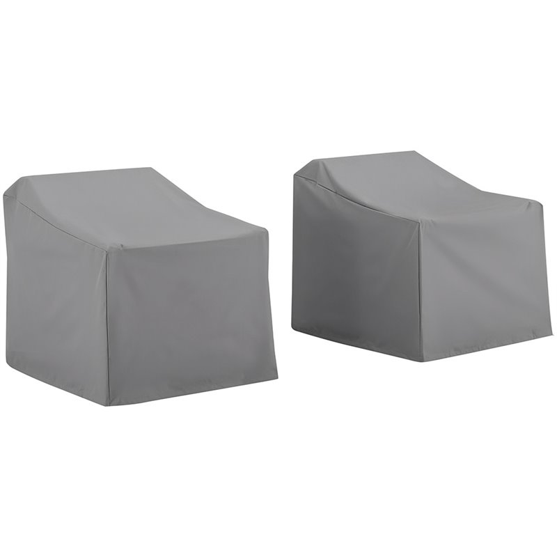 Pemberly Row Vinyl/Heavy Gauge Patio Chair Cover in Gray (Set of 2)