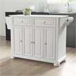 Pemberly Row Transitional Wood/Granite Kitchen Island in White