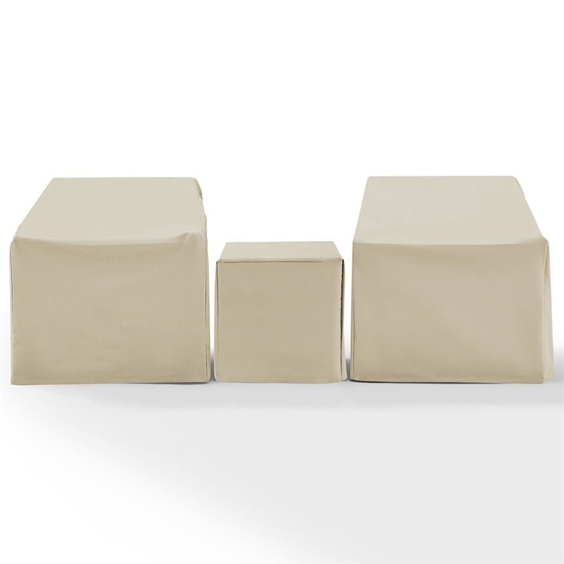Pemberly Row 3-Piece Vinyl Patio Conversation Cover Set in Tan