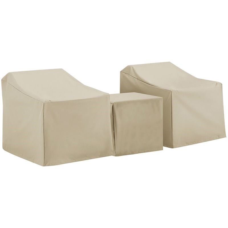Pemberly Row 3-Piece Vinyl Patio Conversation Cover Set in Tan