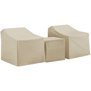 Pemberly Row 3-Piece Vinyl Patio Conversation Cover Set in Tan