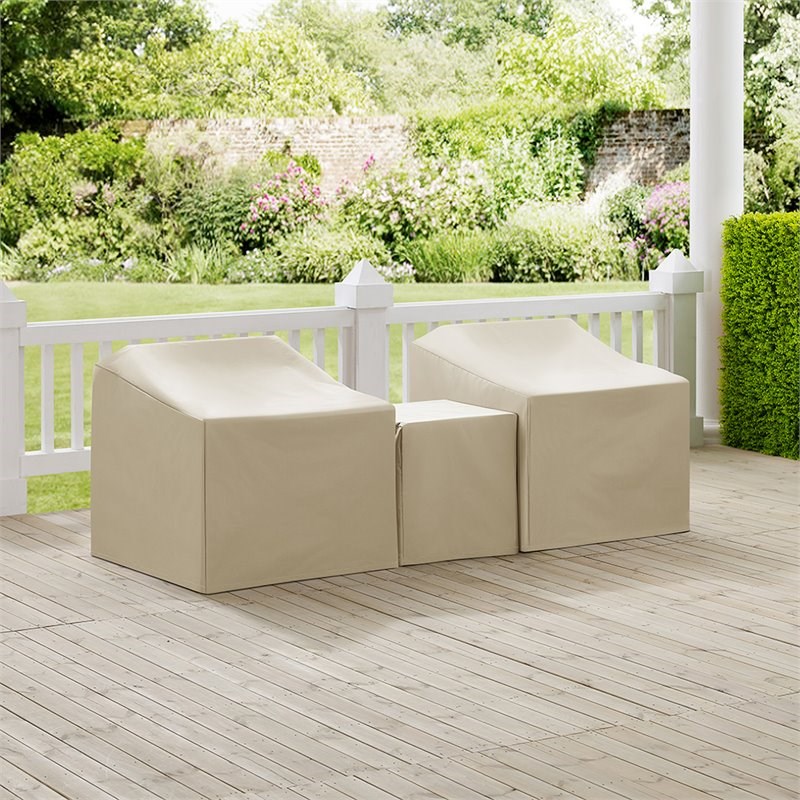 Pemberly Row 3-Piece Vinyl Patio Conversation Cover Set in Tan