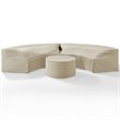Pemberly Row 3-Piece Vinyl Curved Sectional Sofa Cover Set in Tan