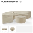 Pemberly Row 3-Piece Vinyl Curved Sectional Sofa Cover Set in Tan