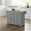 Pemberly Row Transitional Wood/Granite Kitchen Island in Gray/Chrome