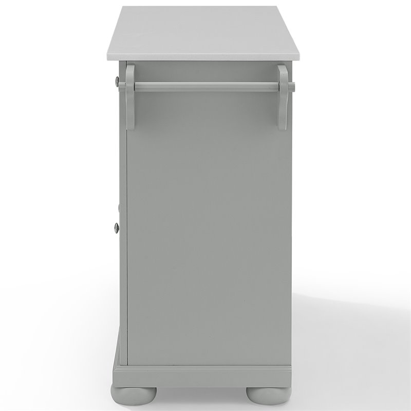 Pemberly Row Transitional Wood/Granite Kitchen Island in Gray/Chrome