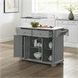 Pemberly Row Transitional Wood/Granite Kitchen Island in Gray/Chrome